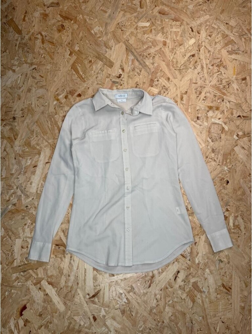 Van Heusen Button Up Shirt Mens XXS Beige Long Sleeve Collared Casual